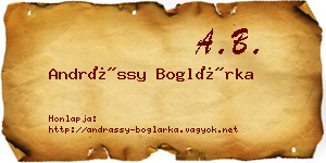 Andrássy Boglárka névjegykártya
