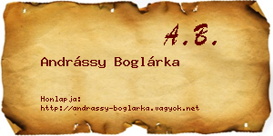 Andrássy Boglárka névjegykártya