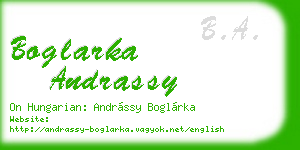 boglarka andrassy business card